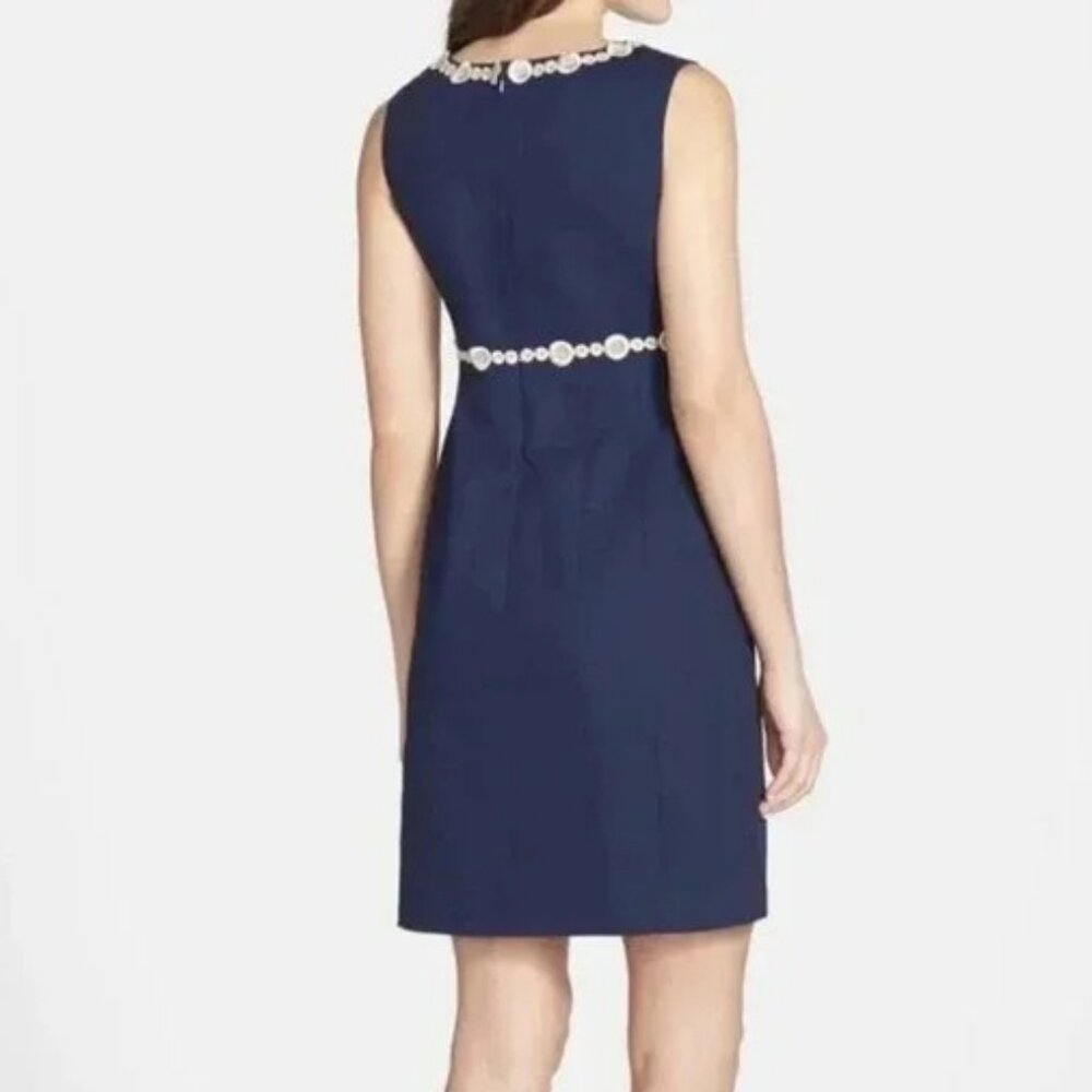 Lilly Pulitzer Rosie Lace Detail Shift Dress, True Navy, MSRP $198.  sz 6 - Picture 4 of 10